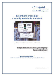 Elsenham crossing: a wholly avoidable accident 9 Cranfield Healthcare Management Group