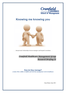 Knowing me knowing you 11 Cranfield Healthcare Management Group Research Briefing