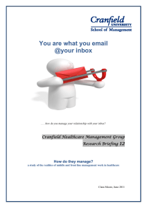 You are what you email @your inbox 12 Cranfield Healthcare Management Group