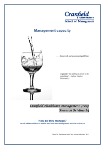 Management capacity 14 Cranfield Healthcare Management Group Research Briefing