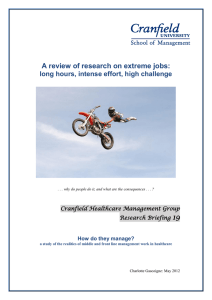 A review of research on extreme jobs: 19 Cranfield Healthcare Management Group