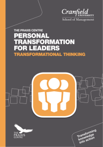 PERSONAL TRANSFORMATION FOR LEADERS TRANSFORMATIONAL THINKING