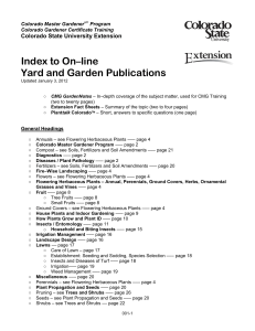 Index to On–line Yard and Garden Publications Colorado State University Extension