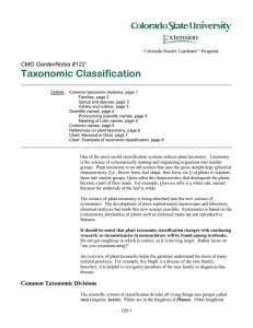 Taxonomic Classification  CMG GardenNotes #122