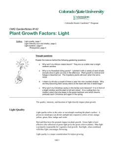 Plant Growth Factors: Light  CMG GardenNotes #142