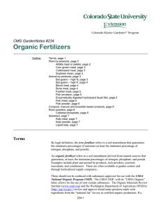 Organic Fertilizers  CMG GardenNotes #234