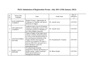 Ph.D. Submission of Registration Forms : July 2011 (15th January...