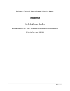 Prospectus M. A. in Women Studies