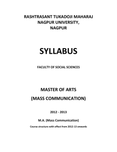 SYLLABUS MASTER OF ARTS (MASS COMMUNICATION) RASHTRASANT TUKADOJI MAHARAJ