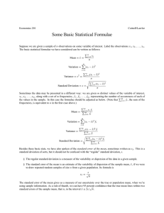 Some Basic Statistical Formulae