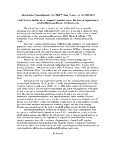 Abstracts for Presentations in the Child Welfare Category at the... Child Welfare Staff in Rural, Sparsely Populated Areas: The Role...