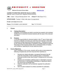 Integration of knowledge and skills to promote the academic and... development of advanced doctoral students with the input of the... I.