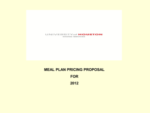 MEAL PLAN PRICING PROPOSAL FOR 2012