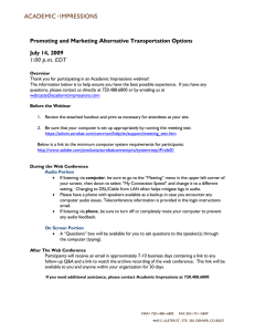 Promoting and Marketing Alternative Transportation Options July 14, 2009  1:00 p.m. EDT