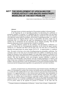A017 THE DEVELOPMENT OF UPSCALING FOR POROELASTICITY AND MACRO-ANISOTROPY