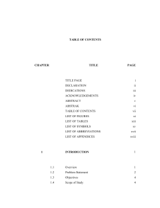 TABLE OF CONTENTS PAGE CHAPTER