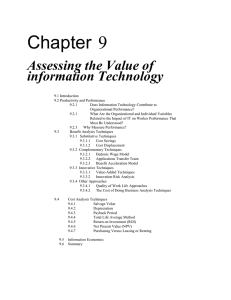 Chapter 9 Assessing the Value of information Technology