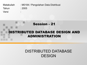 DISTRIBUTED DATABASE DESIGN Session - 21 DISTRIBUTED DATABASE DESIGN AND