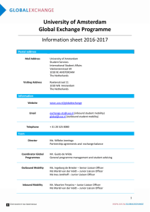 University of Amsterdam  Global Exchange Programme  Information sheet 2016‐2017   