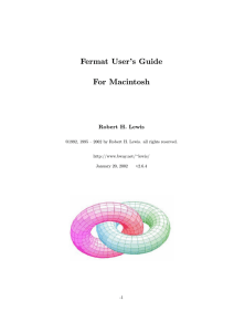 Fermat User’s Guide For Macintosh Robert H. Lewis