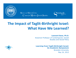 The Impact of Taglit‐Birthright Israel: What Have We Learned? Leonard Saxe, Ph.D. Learning from Taglit-Birthright Israel: