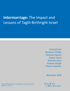   Intermarriage:  Lessons of Taglit‐Birthright Israel
