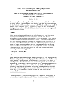 Finding Jews: Current Prospects and Future Opportunities Benjamin Phillips, Ph.D.