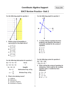Coordinate Algebra Support EOCT Review Practice– Unit 2 Form 201