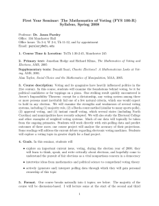 First Year Seminar: The Mathematics of Voting (FYS 100-R)