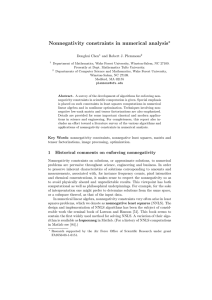 Nonnegativity constraints in numerical analysis ∗ Donghui Chen and Robert J. Plemmons