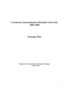 Coexistence International at Brandeis University 2005-2008 Strategic Plan