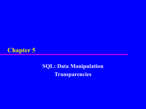 Chapter 5 SQL: Data Manipulation Transparencies