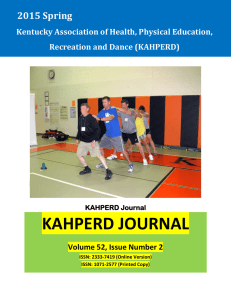 KAHPERD JOURNAL  2015 Spring Kentucky Association of Health, Physical Education,