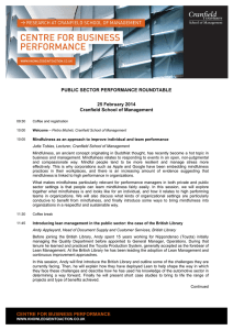 PUBLIC SECTOR PERFORMANCE ROUNDTABLE 25 February 2014 Cranfield School of Management