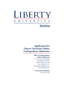 Application for Liberty University Online Undergraduate Admission Office of Undergraduate