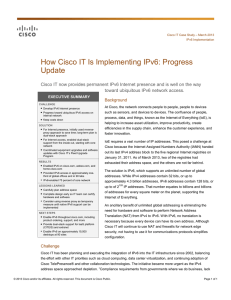 How Cisco IT Is Implementing IPv6: Progress Update