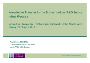 Knowledge Transfer in the Biotechnology R&amp;D Sector Best Practice Best Practice