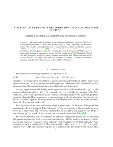A SYSTEM OF ODES FOR A PERTURBATION OF A MINIMAL... SOLITON