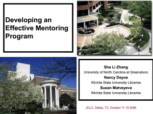 Developing an Effective Mentoring Program Sha Li Zhang