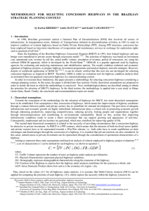 METHODOLOGY FOR SELECTING CONCESSION HIGHWAYS IN THE BRAZILIAN STRATEGIC PLANNING CONTEXT