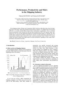 Performance, Productivity and M&amp;A in the Shipping Industry Takuma MATSUDA