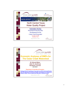 North Central Texas Water Quality Project Economic Analyses of BMPs for