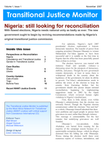 Transitional Justice Monitor Nigeria: still looking for reconciliation