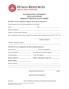 ILLINOIS STSTE UNIVERSITY SICK LEAVE BANK REQUEST FOR SICK LEAVE CREDIT