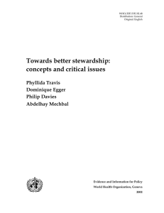 Towards better stewardship: concepts and critical issues Phyllida Travis Dominique Egger