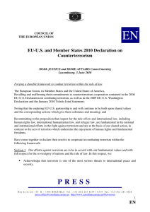 EN EU-U.S. and Member States 2010 Declaration on Counterterrorism