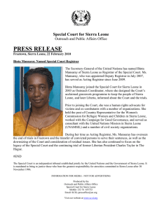 PRESS RELEASE  Special Court for Sierra Leone Outreach and Public Affairs Office