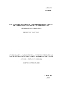 1 APRIL 2011  JUDGMENT CASE CONCERNING APPLICATION OF THE INTERNATIONAL CONVENTION ON
