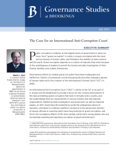 P The Case for an International Anti-Corruption Court  EXECUTIVE SUMMARY