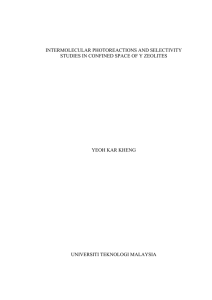 INTERMOLECULAR PHOTOREACTIONS AND SELECTIVITY STUDIES IN CONFINED SPACE OF Y ZEOLITES